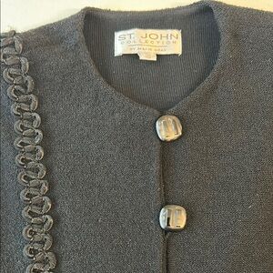 St. John vintage  black Blazer with Embellished Trim size 10